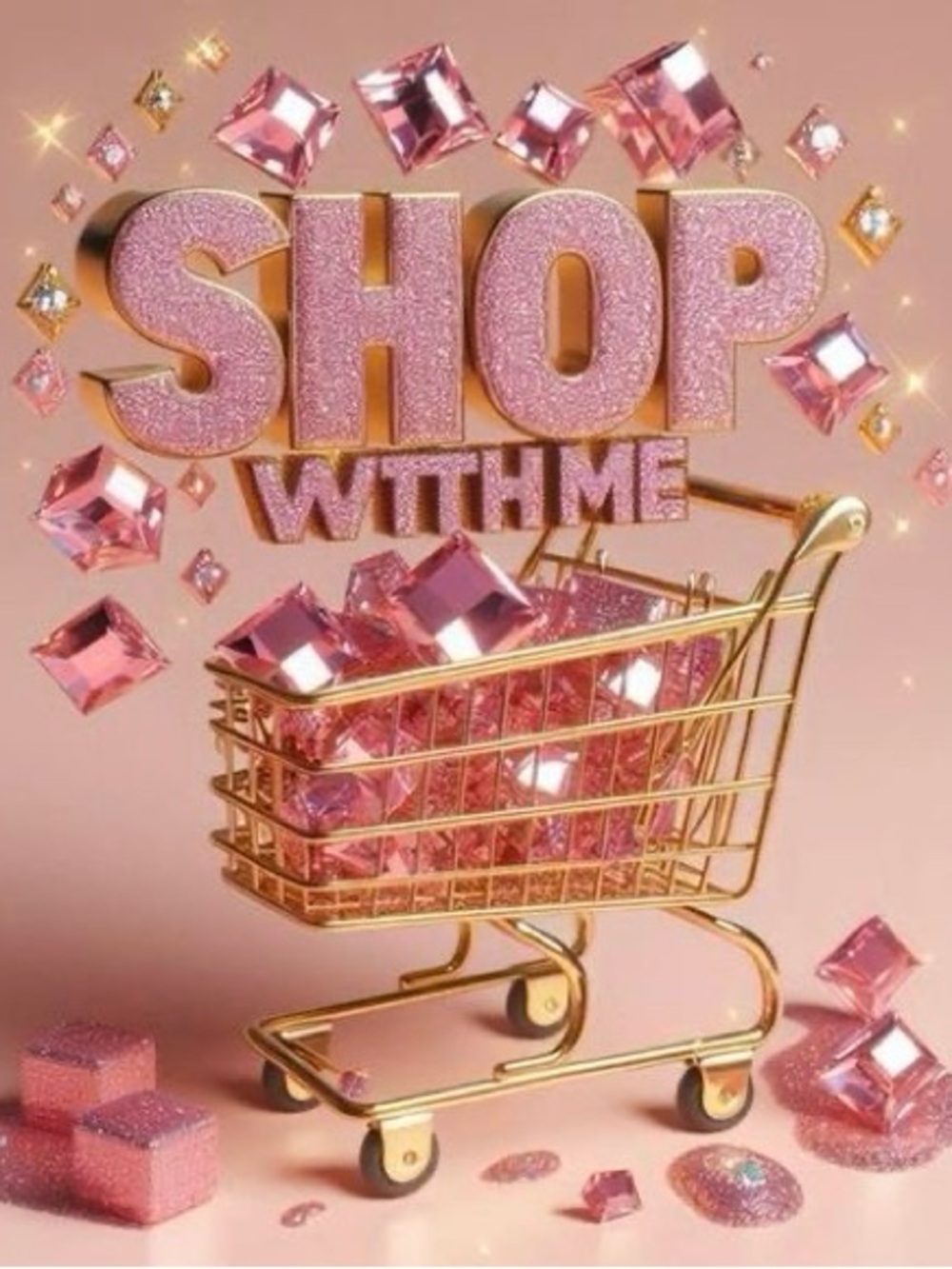 Pink Glitter Shopping Cart Pin - Women Accessories
